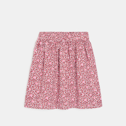 تنورة وردية اللون انسيابية مطبوع عليها صورة فهد، للفتيات